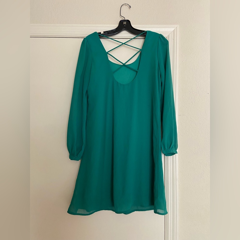 Emerald Green Chiffon Flowy Cocktail